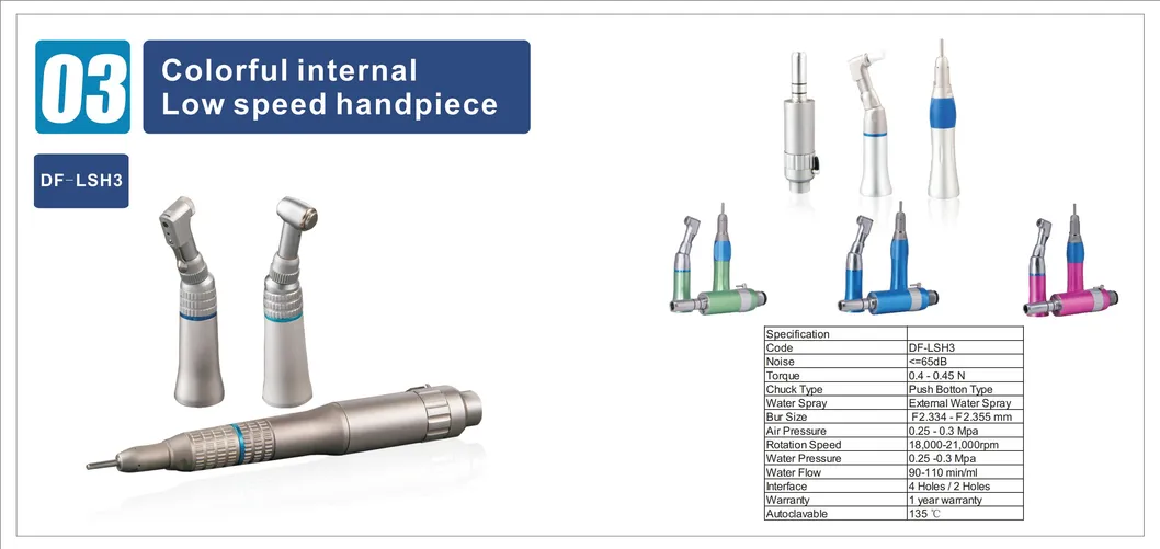 1: 1 Low Speed Dental LED Handpiece Contra Angle Handpiece