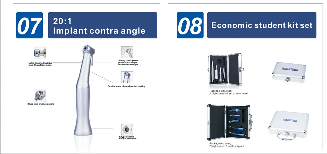 1: 1 Low Speed Dental LED Handpiece Contra Angle Handpiece