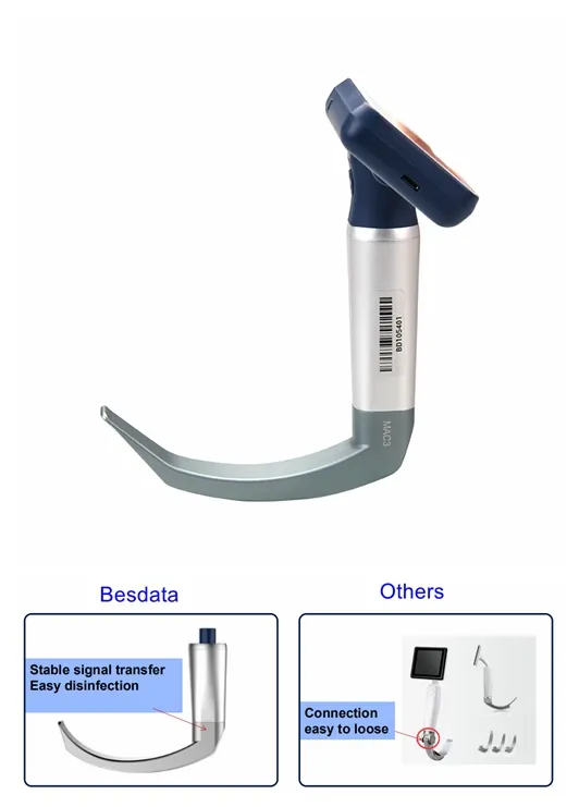 Besdata Diagnostic Flexible Macintosh Blade C Mac Metal Handle Video Laryngoscope for Mcgrath Video Laryngoscope Replacement