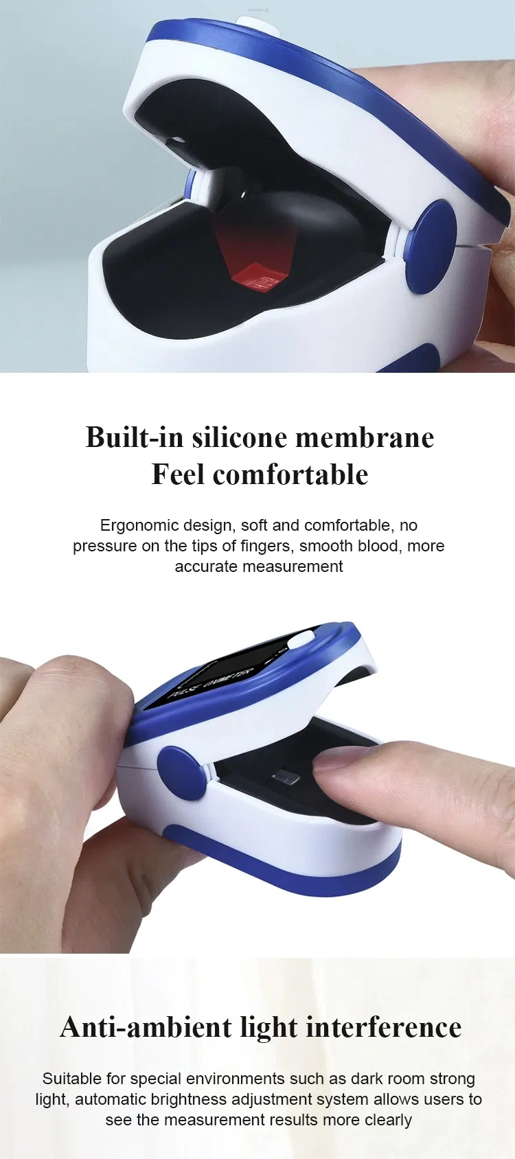 Blood Oxygen Saturation Monitor OLED Display Digital Handheld SpO2 Fingertip Pulse Oximeter