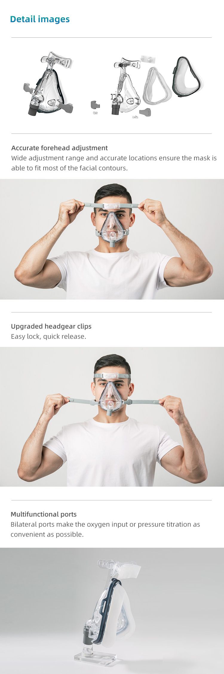 BMC Manufacturer Silicone CPAP Full Face Mask Adult Large Niv Face Mask Bipap Face Mask