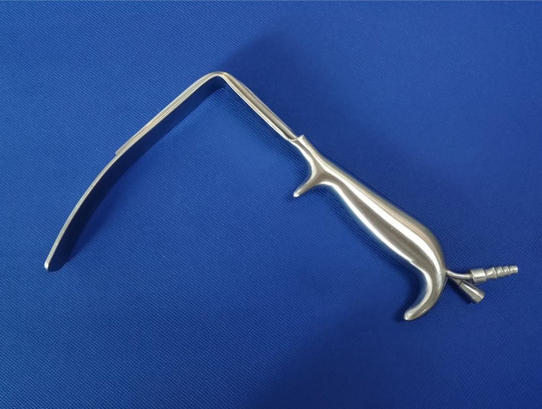 Breast Retractor with Fiber Optic Light and Suction Tube