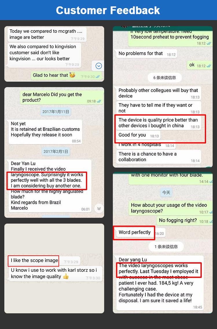 CE FDA Anti Fog Disposable Video Laryngoscope with Plastic Blade for Hospital