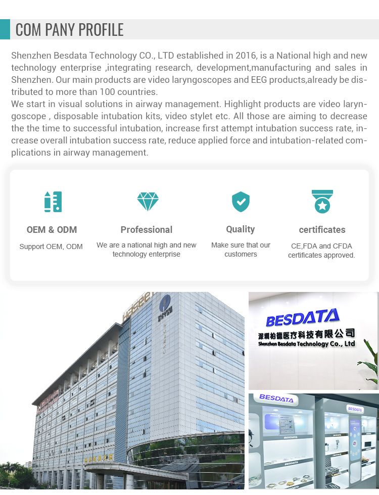 CE FDA Anti Fog Disposable Video Laryngoscope with Plastic Blade for Hospital