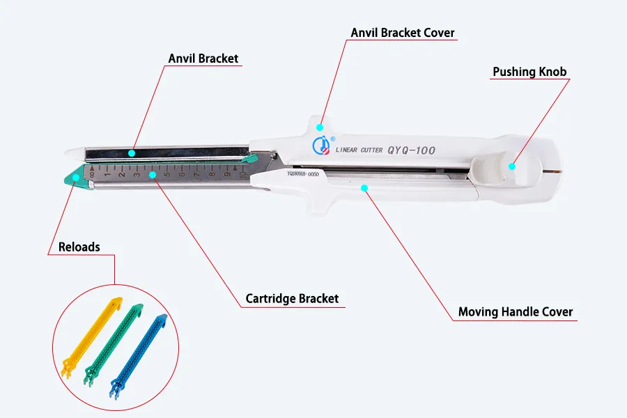 Double Staggered Rows of Titanium Staples Disposable Linear Cutter Stapler for Surgery