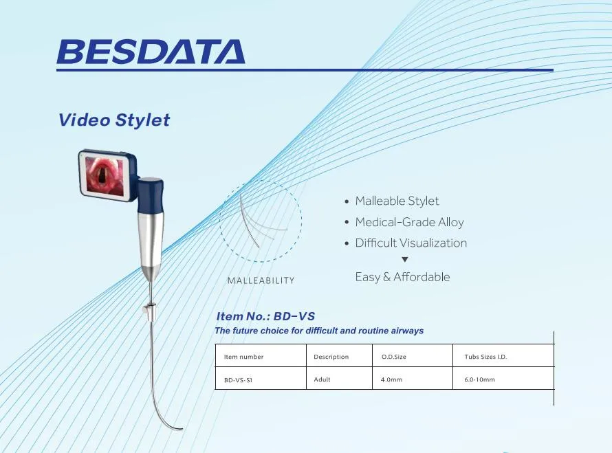 Ent Department Use Medical Fiberoptic Laryngoscope Set for Intubation Video Laryngoscope