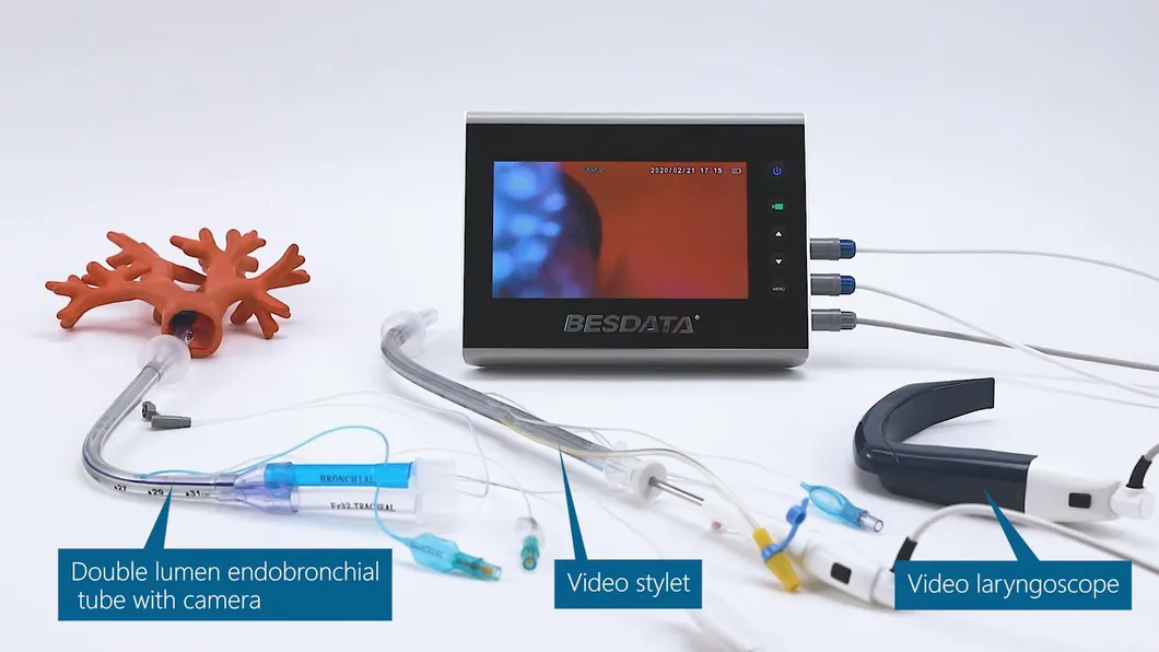 Ent Department Use Medical Fiberoptic Laryngoscope Set for Intubation Video Laryngoscope