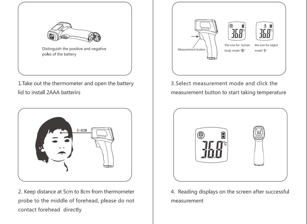 FDA Ce No Contacto Digital PARA La Frente Termometro Infrarojo