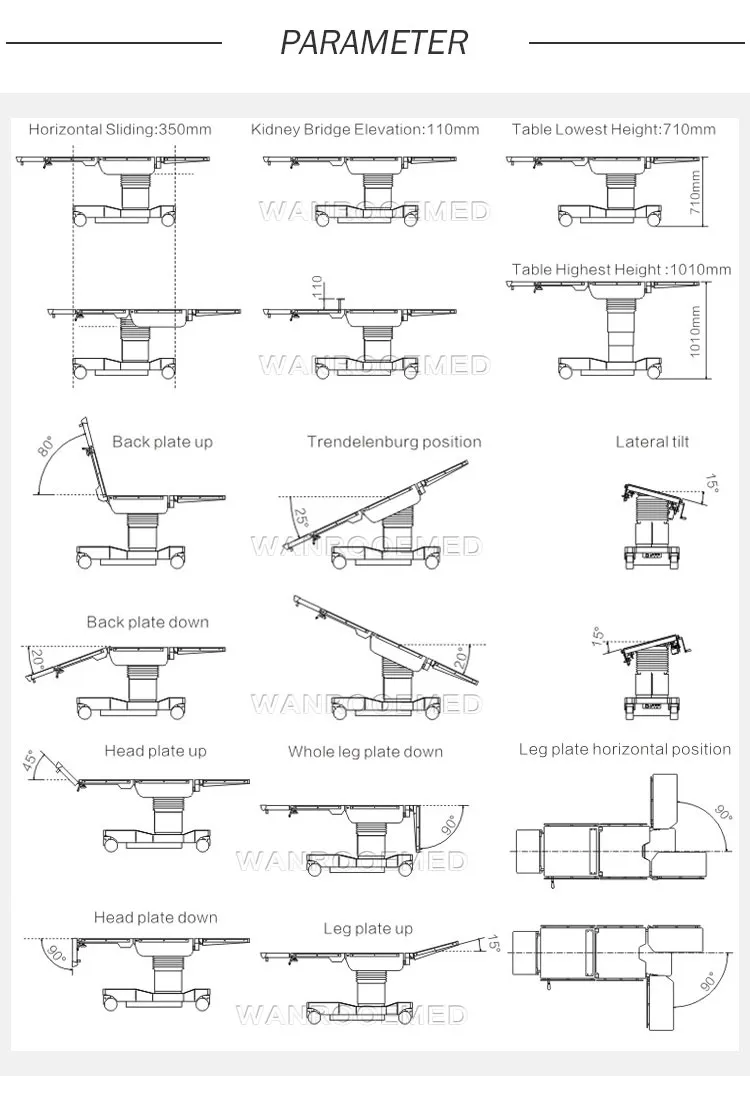Hospital Orthopedic Urology Radiolucent Surgical Electric Delivery Room Operating Tables