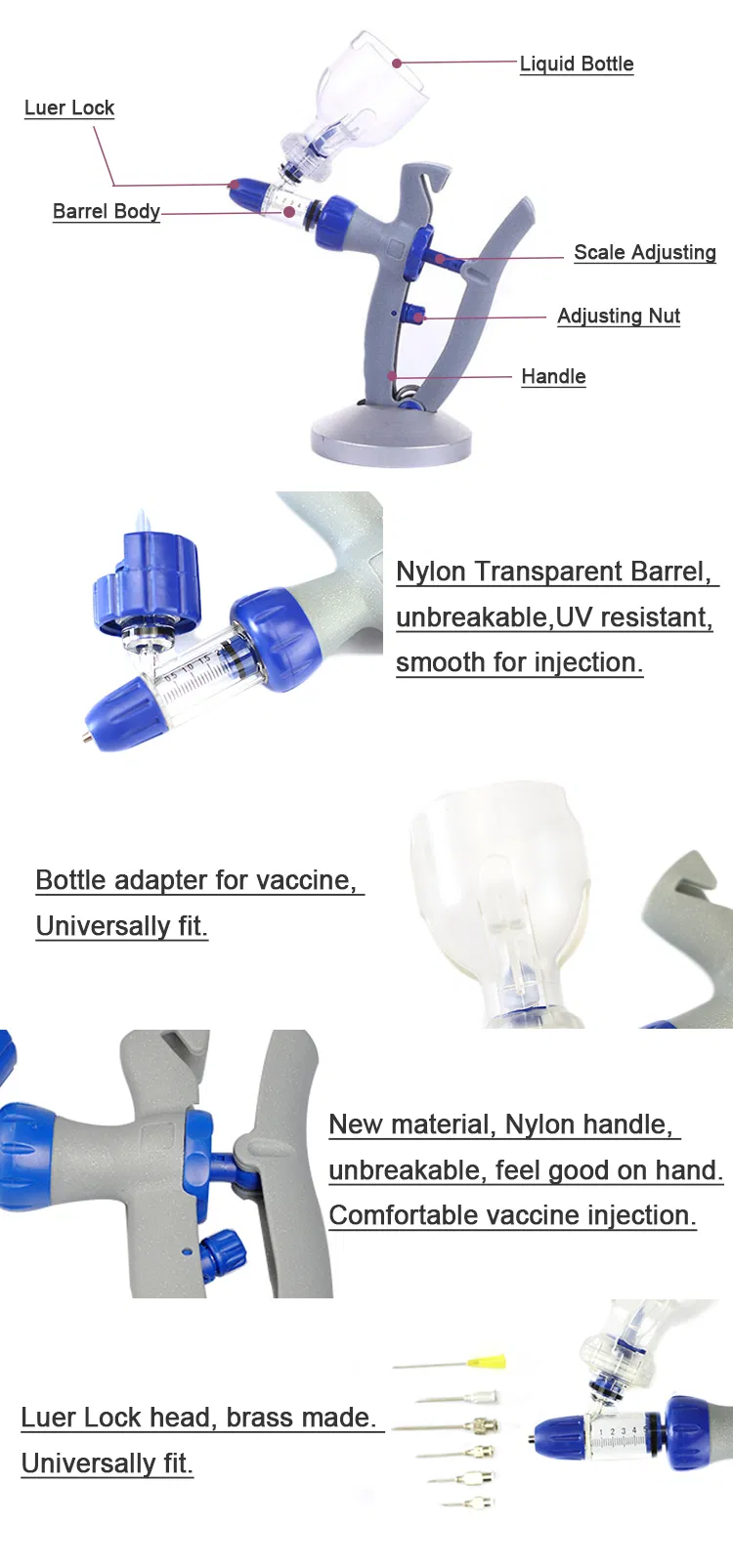 Hot Sales 1ml 2ml 5ml Veterinary Automatic Continous Syringe