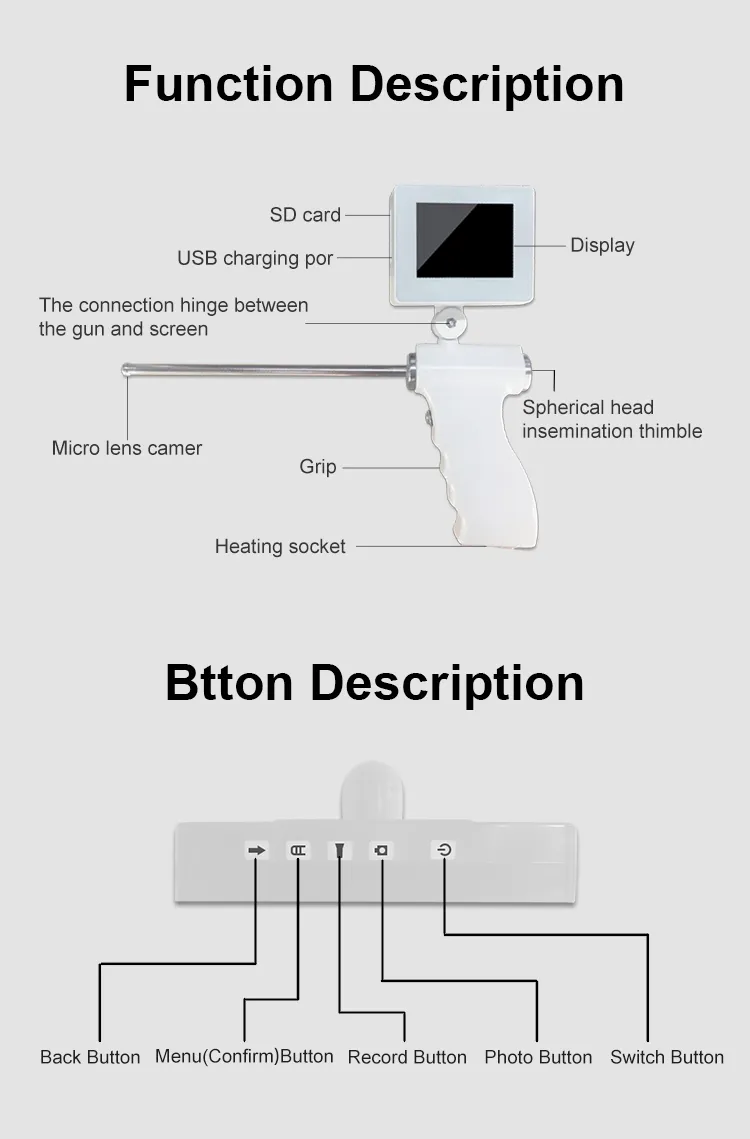in-Aig-2 Veterinary Digital Artificial Ai Visual Inssemination Gun with Camera for Cattle Cow