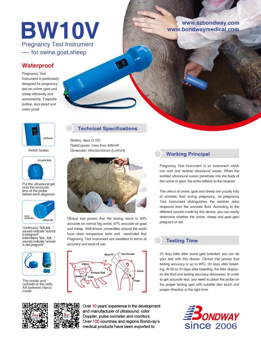 Pig Pregnancy Tester, Veterinary Medical Device, Ultrasonic Pregnancy Tester for Swine, Sheep, Goat, Swine Breeding Device, Swine Reproduction Equipment