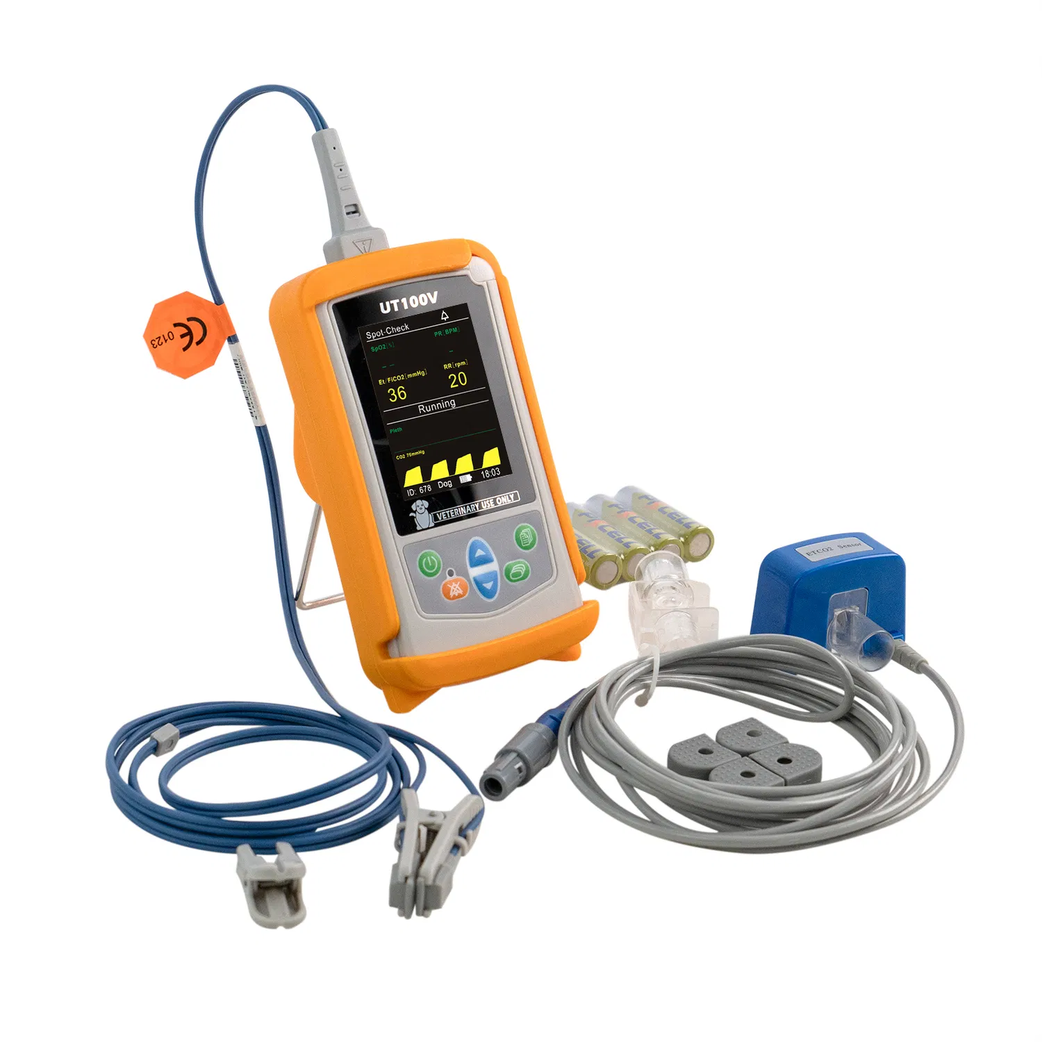 UTECH UT100VC Veterinary Clinic Equipment Pulse Oximeter Veterinary Instrument with rectal spo2 probe for horse vet ETCO2 monitor