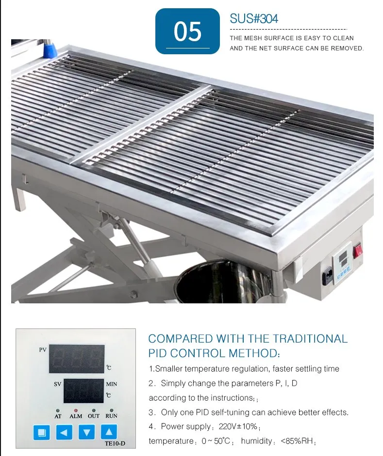 110V/50Hz CE FDA Approved High Quality 304 Stainless Steel Temperature Control Veterinary Surgery Table Customized Vet Operating Table Medical Supplies
