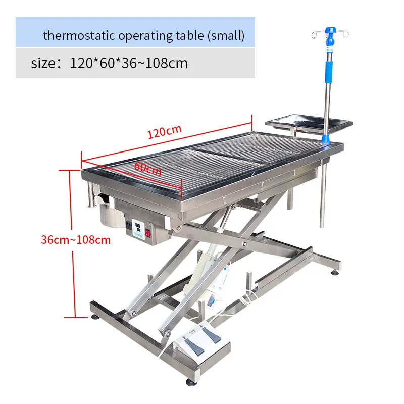 110V/50Hz CE FDA Approved High Quality 304 Stainless Steel Temperature Control Veterinary Surgery Table Customized Vet Operating Table Medical Supplies