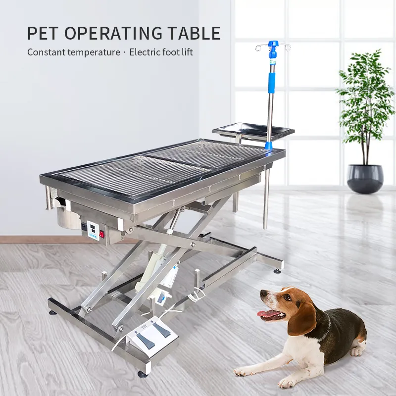 110V/50Hz CE FDA Approved High Quality 304 Stainless Steel Temperature Control Veterinary Surgery Table Customized Vet Operating Table Medical Supplies