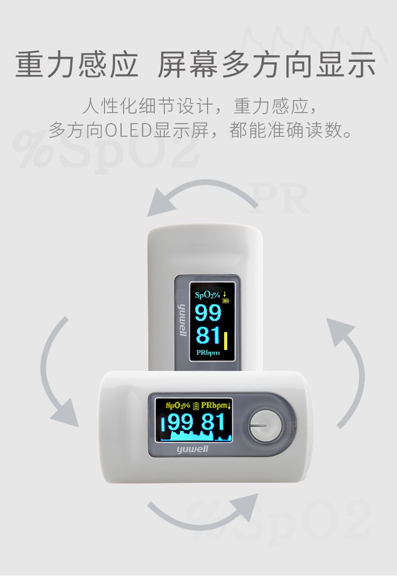 Yuwell Oximeter Yx301 Finger Clip Type Blood Oxygen Saturation Pulse Detector Color LCD Display